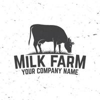 Milk Farm Badge or Label. vector