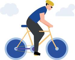 The boy is riding a bicycle. vector