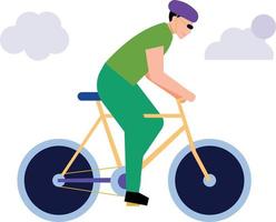 A boy is participating in a cycling race. vector