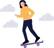 The girl is skating. vector