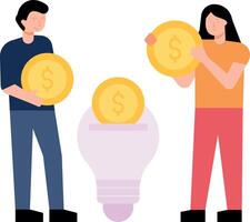 Boy and girl think creatively about dollars. vector