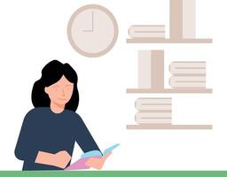 The girl is reading a book. vector