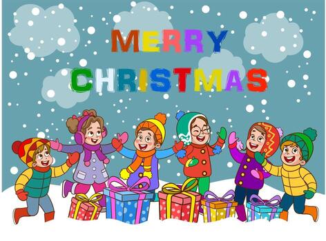 niños celebrando año nuevo y navidad vector