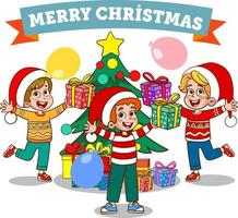 Children Celebrating New Year And Christmas vector