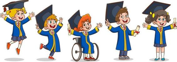 escuela de posgrado de niños pequeños lindos felices vector