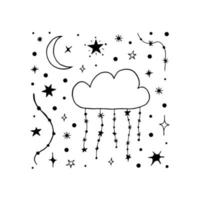 Collection of night sky elements vector