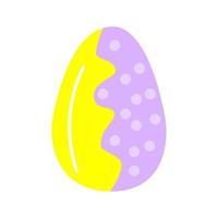 el huevo de Pascua. icono aislado de vacaciones religiosas y diseño de vectores de caza de huevos. huevos pintados de temporada de primavera, adornos de rayas, puntos y elementos abstractos. colores amarillo con lilian.