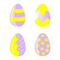 el huevo de Pascua. icono aislado de vacaciones religiosas y diseño de vectores de caza de huevos. huevos pintados de temporada de primavera, adornos de rayas, puntos y elementos abstractos. colores amarillo con lilian.