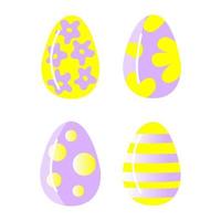 Easter egg. Isolated icon of religion holiday and egghunting vector design. Spring season painted eggs, ornaments of stripes, dots and abstracts elements. Colors Yellow with lilian.