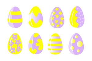 Easter egg. Isolated icon of religion holiday and egghunting vector design. Spring season painted eggs, ornaments of stripes, dots and abstracts elements. Colors Yellow with lilian.