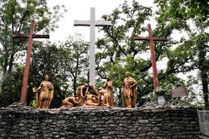 Lourdes in France in 2011. A view of the Way of the Cross in Lourdes photo