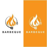 logotipo de barbacoa y vector de símbolo