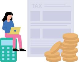 The girl is calculating the tax. vector