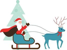 Santa sits on a sleigh. vector