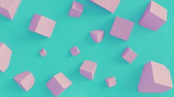 Abstract square geometric moving on a blue wall and pink cubes 4k Seamless Loop animation 3D video