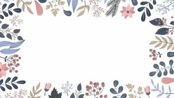 Animation of flowers and plants in winter colors. Space for text. video