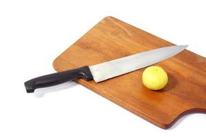 Butcher knife and white background photo