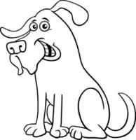 cartoon shaggy dog comic animal character coloring page vector