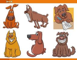 cartoon dogs and puppies comic animal characters set vector