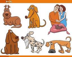 cartoon dogs and puppies animal characters set
