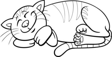 cartoon sleeping cat comic animal character coloring page vector