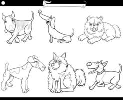 cartoon purebred dogs comic characters set coloring page vector