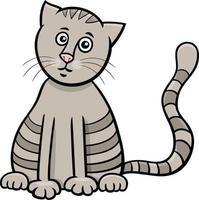 cartoon gray tabby cat comic animal character vector