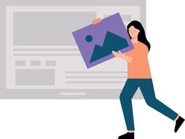 The girl is carrying a picture. vector
