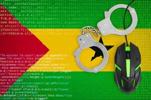 Sao Tome and Principe flag  and handcuffed computer mouse. Combating computer crime, hackers and piracy photo