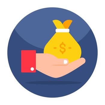 Dollar on hand, icon of giving money vector