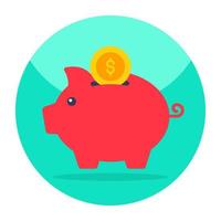 Dollar with penny showcasing piggy bank savings icon vector