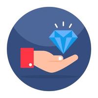 Diamond inside hands, icon of premium service vector