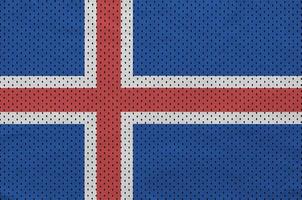 Iceland flag printed on a polyester nylon sportswear mesh fabric photo
