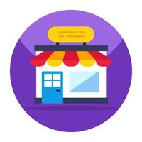 A flat design icon of shop architecture vector