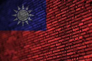 Taiwan flag  is depicted on the screen with the program code. The concept of modern technology and site development photo