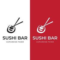 diseño de plantilla de logotipo de sushi. mariscos o cocina japonesa tradicional con salmón, comida deliciosa. logotipo para restaurante japonés, bar, tienda de sushi. vector