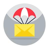 Editable design icon of parachute mail vector