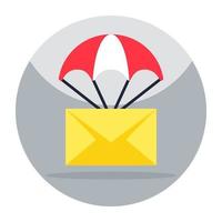 Editable design icon of parachute mail vector