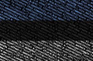 Estonia flag  is depicted on the screen with the program code. The concept of modern technology and site development photo