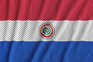 Paraguay flag printed on a polyester nylon sportswear mesh fabri photo