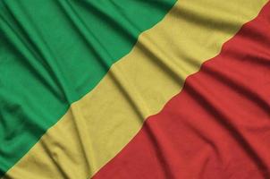 Congo flag  is depicted on a sports cloth fabric with many folds. Sport team banner photo