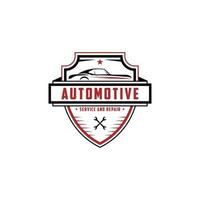 idea de diseño de logotipo de emblema de reparación y servicio automotriz, mejor para taller de automóviles, garaje, vector premium de logotipo de repuestos