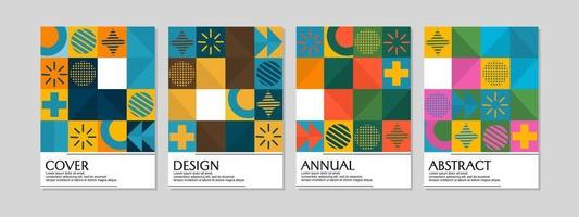 Abstract Bauhaus geometric covers.trendy retro design. for notebooks, planners, brochures, books, catalogs, annual. vector