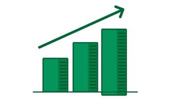 illustration animée de la courbe statistique avec une flèche grandissant montrant un objectif de profit sur de bonnes affaires. adapté à placer sur le contenu commercial et financier. video