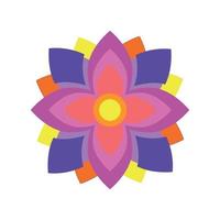 flor brillante multicolor geométrica, vector plano, aislar sobre fondo blanco, ugadi feliz