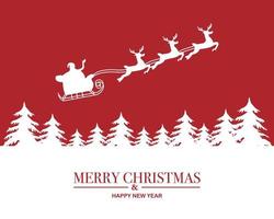 Merry Christmas Happy New Year Simple With Santa Claus Flat vector