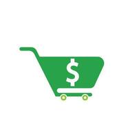 Dollar shopping cart vector icon. Money trolley simple solid icon. Fast Shop Logo Template Design.