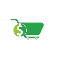 Dollar shopping cart vector icon. Money trolley simple solid icon. Fast Shop Logo Template Design.