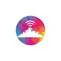 diseño de icono de logotipo de montaña wifi. plantilla de icono de señal de montaña. vector