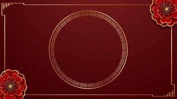 Animation golden circle chinese style with red background for template chinese new year. video